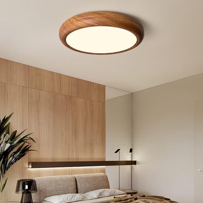 Taklampa i trädekor med akrylskärm | dimbar LED 18–36 W | Ø 28–48 cm | valnöt eller vit ek