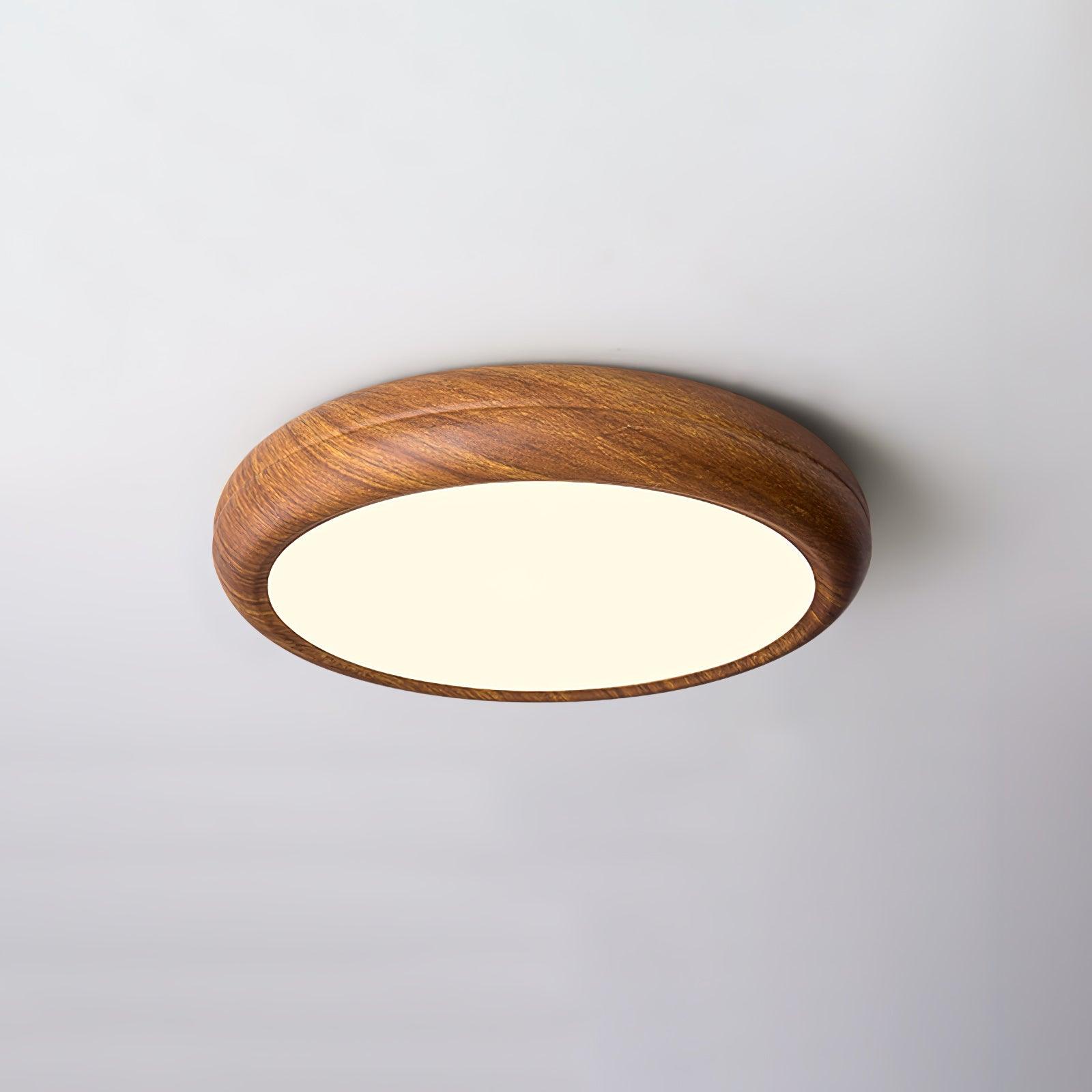 Taklampa i trädekor med akrylskärm | dimbar LED 18–36 W | Ø 28–48 cm | valnöt eller vit ek