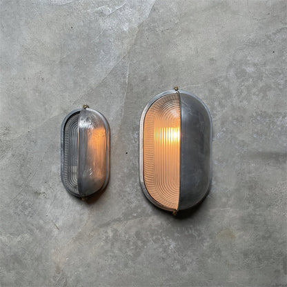 Außenwandleuchte aus Metall und Glas | Oval oder Rund | Silber oder Gold | IP65, Warmweiße LED-Lampe Inklusive