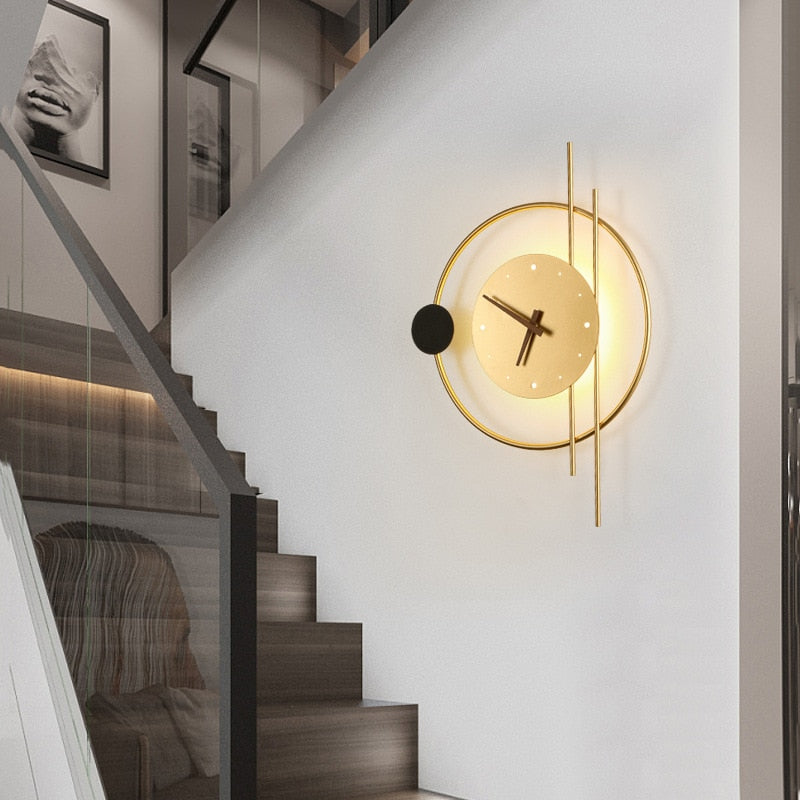 Wandleuchte Rund | Uhrinspirierte LED in Gold oder Schwarz | Metall und Acryl | Warmweißes Licht