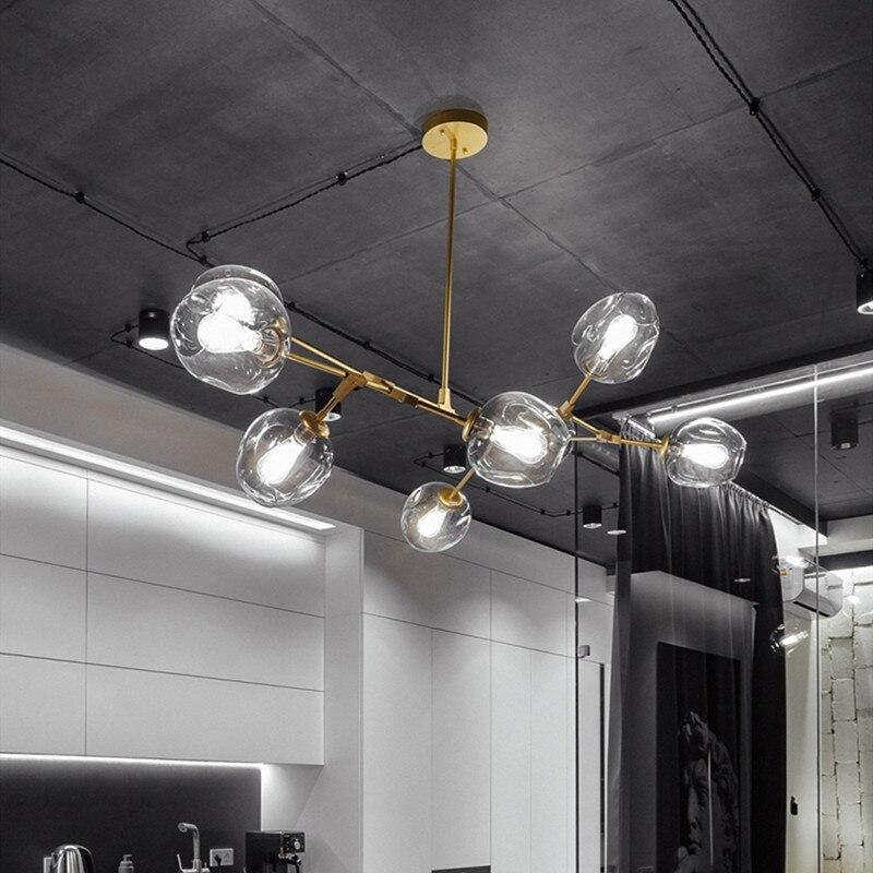 Pendelleuchte mit Glaskugeln | Schwarzes oder Goldenes Gestell | 5–9 Lichter | Klares, Rauch- oder Farbiges Glas