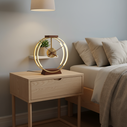 Nordic Clock LED Bordslampa – Minimalistisk Design För Inomhusbruk, Varm Belysning, Perfekt För Nattduksbord Och Skrivbord - 1
