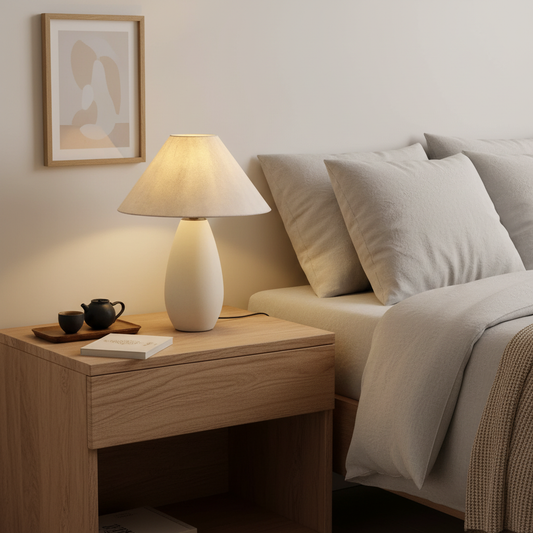 Nordic Elegance LED Bordslampa - Minimalistisk Design För Inomhusbruk, Varm Ljusfärg, Rund Bordslampa - 1