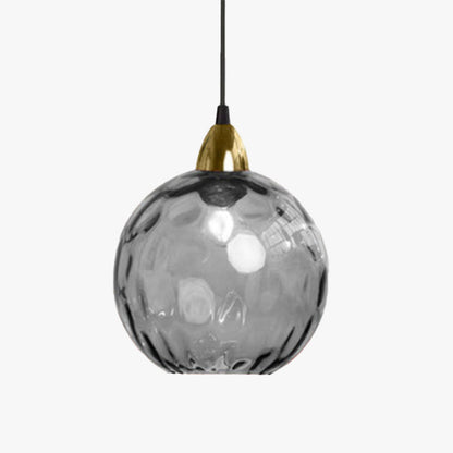 Pendelleuchte Glaskugel | Glas mit Wasserwellen in 10 Farben | Deckenabdeckung in Schwarz oder Gold | Wohnzimmer