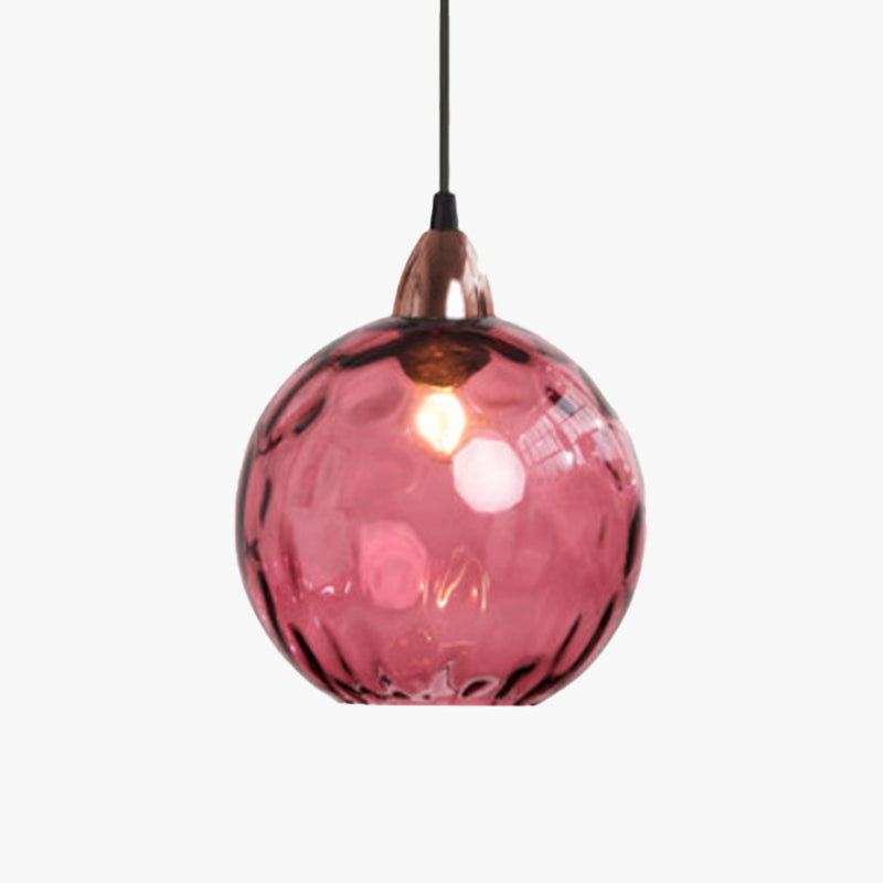 Pendelleuchte Glaskugel | Glas mit Wasserwellen in 10 Farben | Deckenabdeckung in Schwarz oder Gold | Wohnzimmer