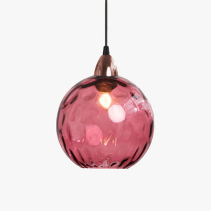 Pendelleuchte Glaskugel | Glas mit Wasserwellen in 10 Farben | Deckenabdeckung in Schwarz oder Gold | Wohnzimmer