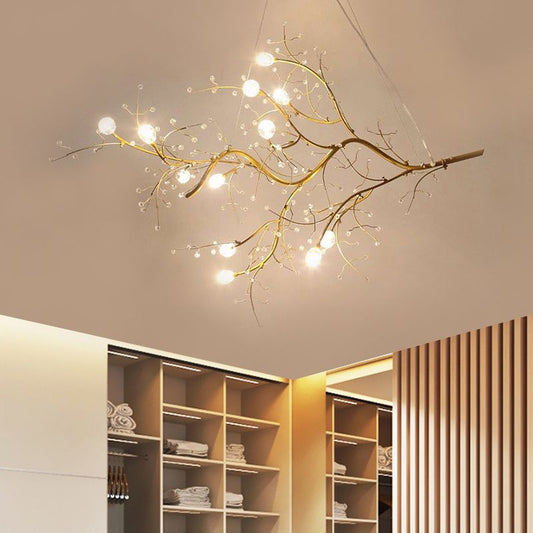 Pendellampa i kristall och metall | grendesign | guld eller silver | G4 höjdjusterbar