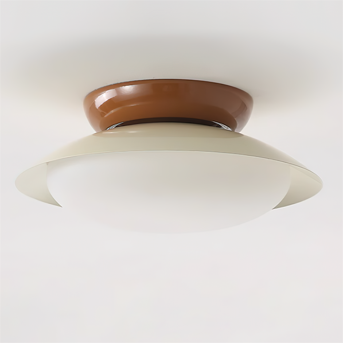 Deckenleuchte LED im Retro-Stil | Schalenförmige Deckenlampe in Braun, Grün, Beige oder Chrom | Dimmbar oder 3 Lichtfarben