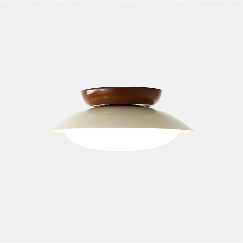 Deckenleuchte LED im Retro-Stil | Schalenförmige Deckenlampe in Braun, Grün, Beige oder Chrom | Dimmbar oder 3 Lichtfarben
