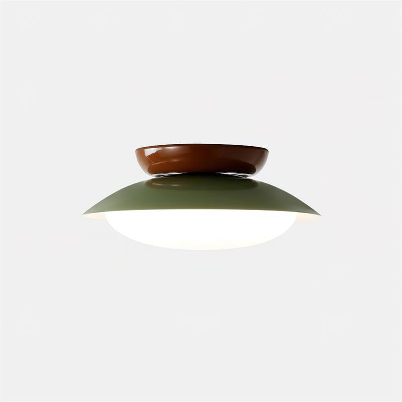 Deckenleuchte LED im Retro-Stil | Schalenförmige Deckenlampe in Braun, Grün, Beige oder Chrom | Dimmbar oder 3 Lichtfarben