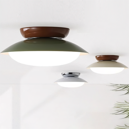 Deckenleuchte LED im Retro-Stil | Schalenförmige Deckenlampe in Braun, Grün, Beige oder Chrom | Dimmbar oder 3 Lichtfarben
