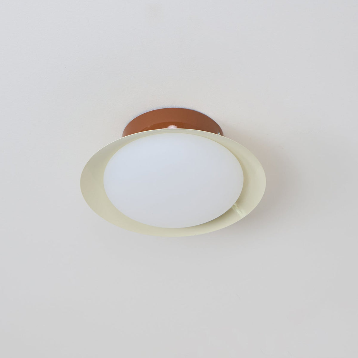 Deckenleuchte LED im Retro-Stil | Schalenförmige Deckenlampe in Braun, Grün, Beige oder Chrom | Dimmbar oder 3 Lichtfarben