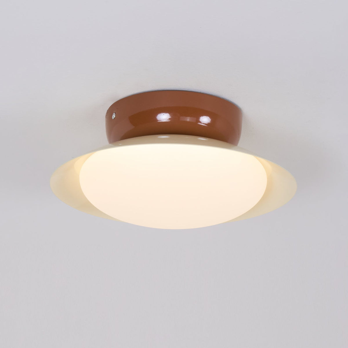 Deckenleuchte LED im Retro-Stil | Schalenförmige Deckenlampe in Braun, Grün, Beige oder Chrom | Dimmbar oder 3 Lichtfarben