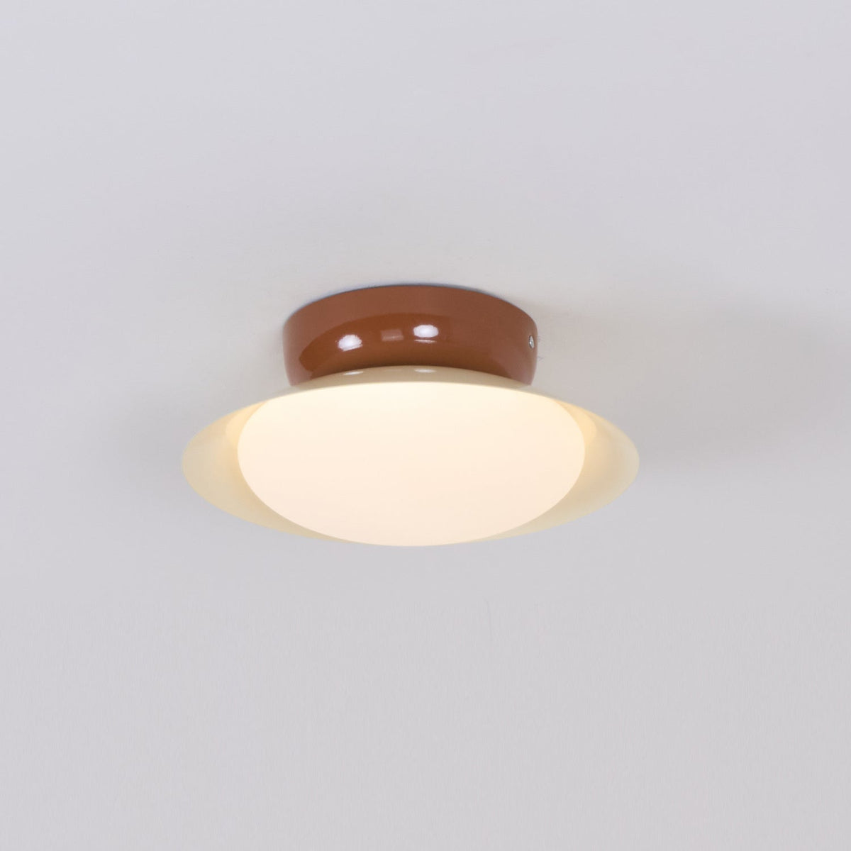 Deckenleuchte LED im Retro-Stil | Schalenförmige Deckenlampe in Braun, Grün, Beige oder Chrom | Dimmbar oder 3 Lichtfarben
