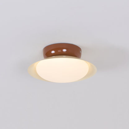 Deckenleuchte LED im Retro-Stil | Schalenförmige Deckenlampe in Braun, Grün, Beige oder Chrom | Dimmbar oder 3 Lichtfarben