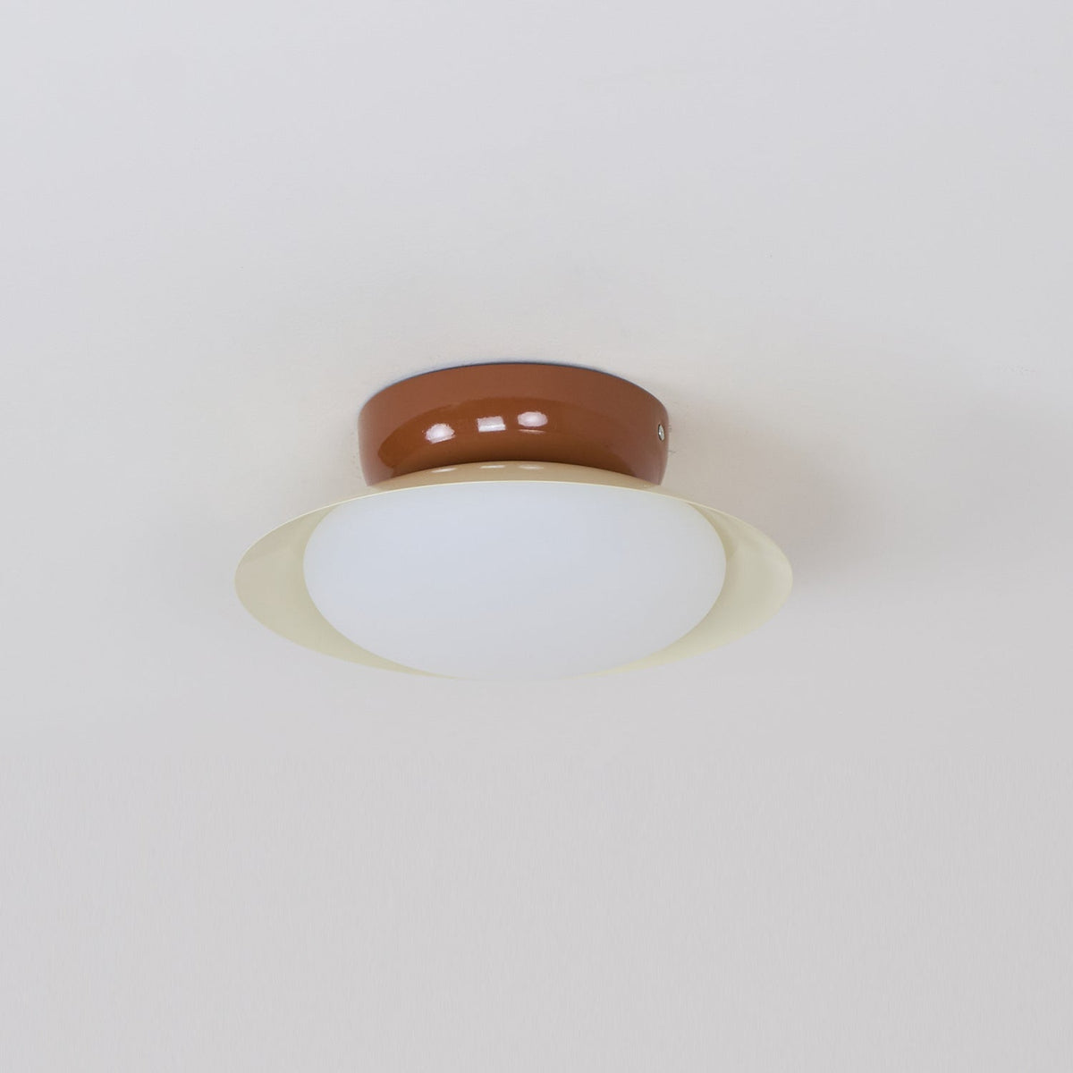 Deckenleuchte LED im Retro-Stil | Schalenförmige Deckenlampe in Braun, Grün, Beige oder Chrom | Dimmbar oder 3 Lichtfarben