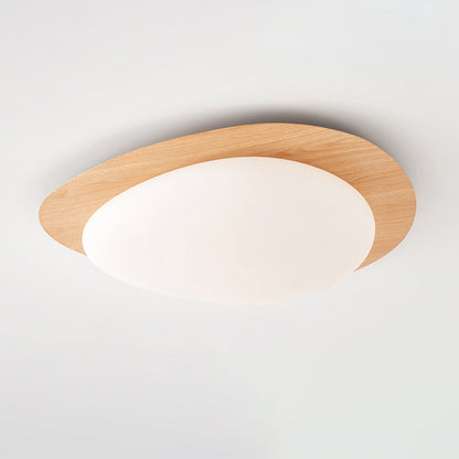 Taklampa Plafond i Stenform | Trämönster i Valnöt eller Ljust Trä | Varmvit eller Kallvit LED | Ø 30–58 cm