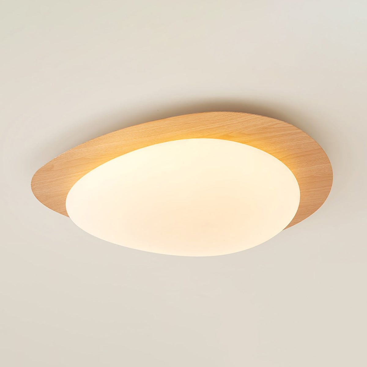Taklampa Plafond i Stenform | Trämönster i Valnöt eller Ljust Trä | Varmvit eller Kallvit LED | Ø 30–58 cm