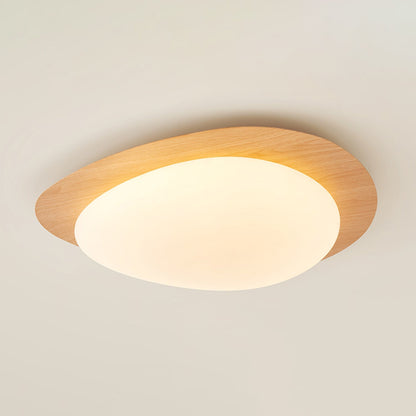 Taklampa Plafond i Stenform | Trämönster i Valnöt eller Ljust Trä | Varmvit eller Kallvit LED | Ø 30–58 cm