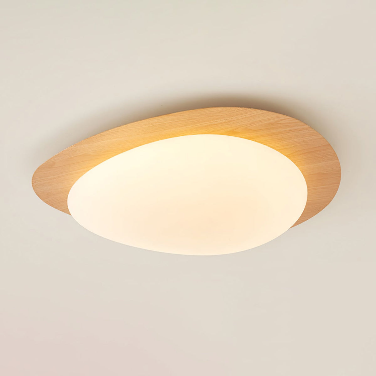 Taklampa Plafond i Stenform | Trämönster i Valnöt eller Ljust Trä | Varmvit eller Kallvit LED | Ø 30–58 cm
