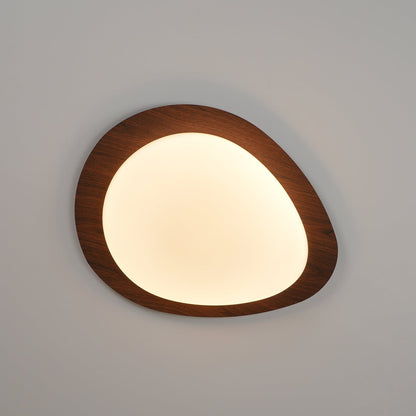 Taklampa Plafond i Stenform | Trämönster i Valnöt eller Ljust Trä | Varmvit eller Kallvit LED | Ø 30–58 cm
