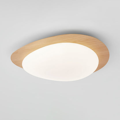 Taklampa Plafond i Stenform | Trämönster i Valnöt eller Ljust Trä | Varmvit eller Kallvit LED | Ø 30–58 cm