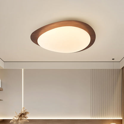 Taklampa Plafond i Stenform | Trämönster i Valnöt eller Ljust Trä | Varmvit eller Kallvit LED | Ø 30–58 cm