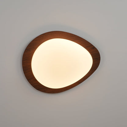 Taklampa Plafond i Stenform | Trämönster i Valnöt eller Ljust Trä | Varmvit eller Kallvit LED | Ø 30–58 cm