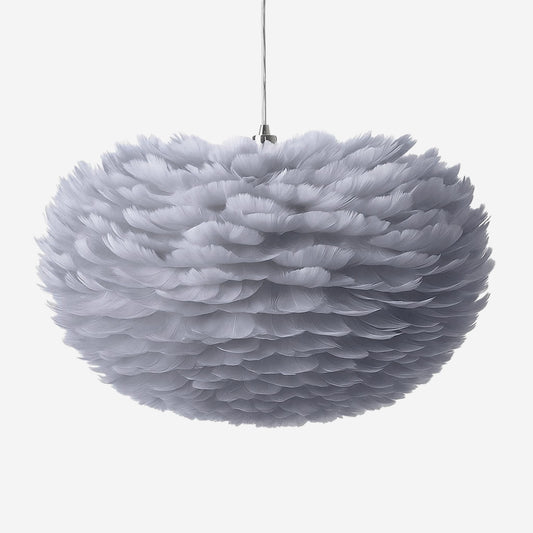 Pendellampa i Gåsfjädrar | Rund Halvklot-form | Grå