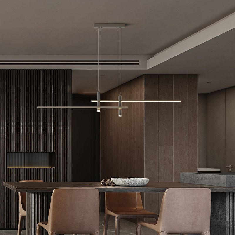 Pendellampa i Metall | Linjär LED-design | Modernt Nordiskt Tak