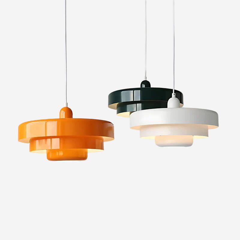 Pendellampa i Metall | Skiktad Skärm | Bauhaus-inspirerad Mid-century Design