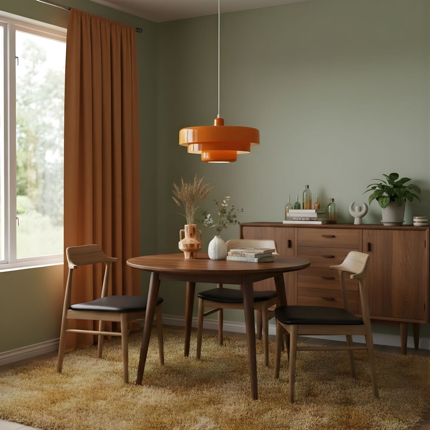 Pendellampa i Metall | Skiktad Skärm | Bauhaus-inspirerad Mid-century Design