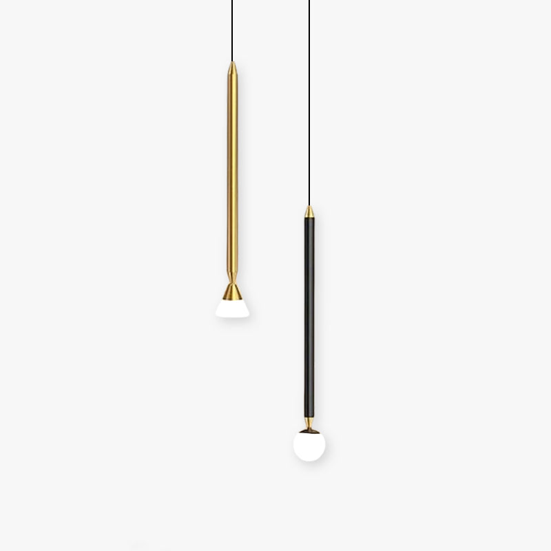 Pendellampa i Metall och Akryl | Lång Smal Stav | Minimalistisk Design