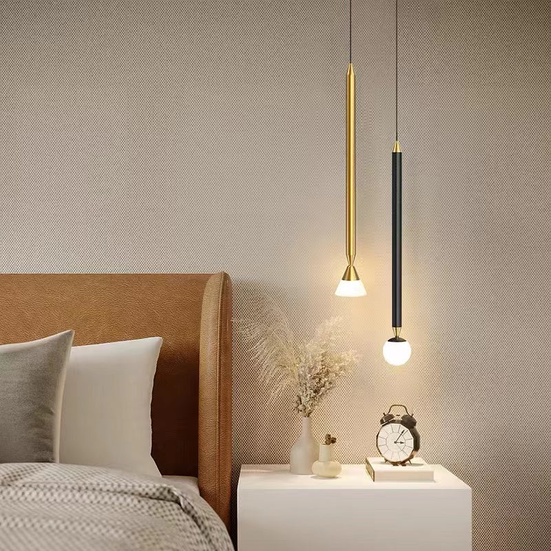 Pendellampa i Metall och Akryl | Lång Smal Stav | Minimalistisk Design