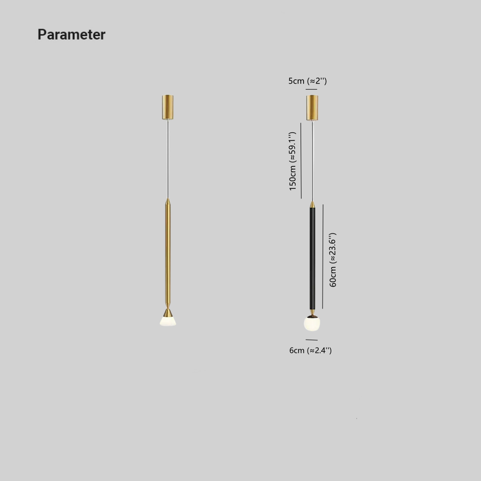 Pendellampa i Metall och Akryl | Lång Smal Stav | Minimalistisk Design