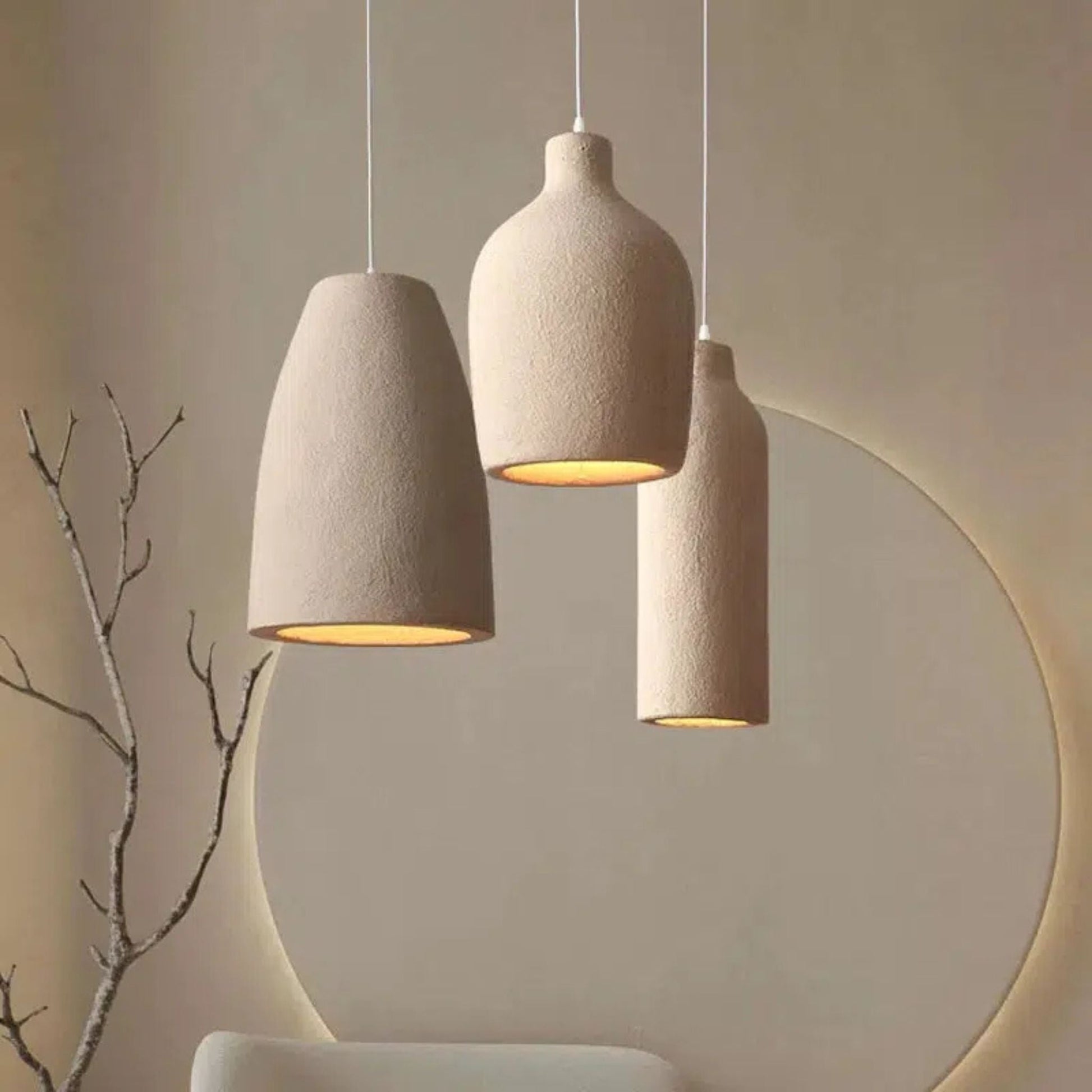 Pendellampa i Stenliknande Material | Organisk Form | Wabi-Sabi-Design