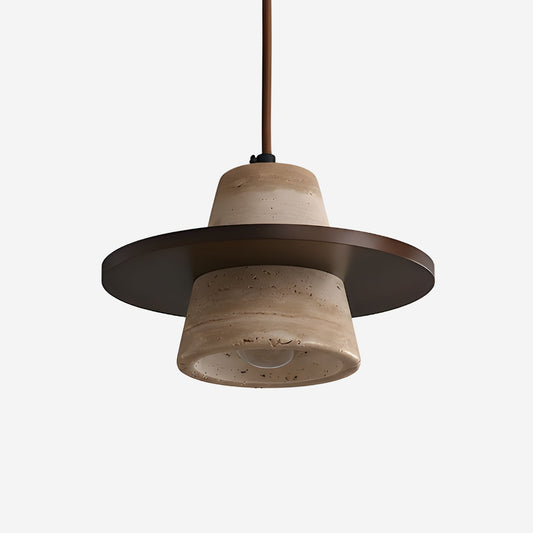 Pendellampa i Travertin och Trä | Bred Skärm | Wabi-sabi-design
