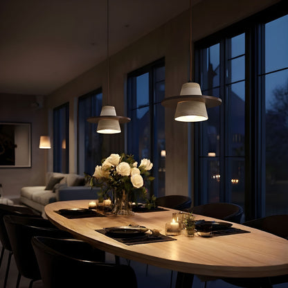 Pendellampa i Travertin och Trä | Bred Skärm | Wabi-sabi-design