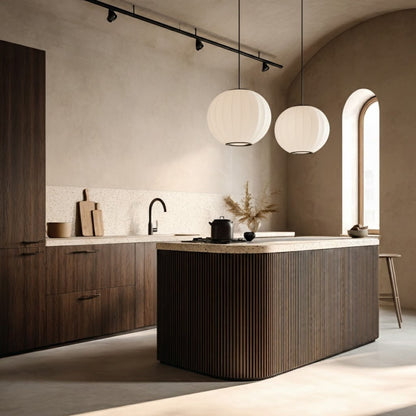 Pendellampa med Vävd Bollskärm | Diffust Ljus | Tidlös Inomhusdesign