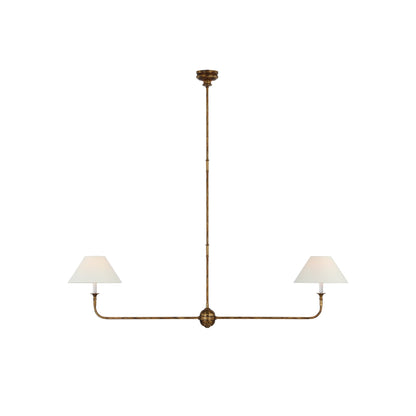 Ljuskrona Linjär med 2 Tygskärmar | Antik Mässing, Svart eller Vit Metall | L 157,5 cm | LED-lampor Ingår