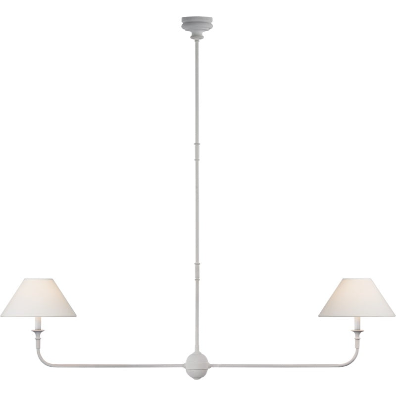 Ljuskrona Linjär med 2 Tygskärmar | Antik Mässing, Svart eller Vit Metall | L 157,5 cm | LED-lampor Ingår