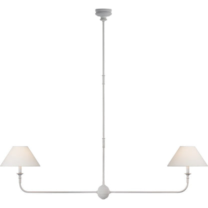 Ljuskrona Linjär med 2 Tygskärmar | Antik Mässing, Svart eller Vit Metall | L 157,5 cm | LED-lampor Ingår