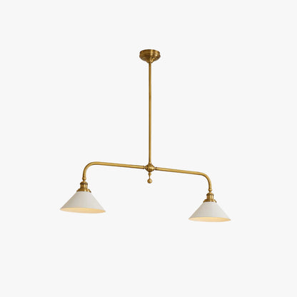 Pendellampa i Retrostil med 2 Skärmar | Aluminium eller Keramik | L 102 cm | För Köksö och Matbord