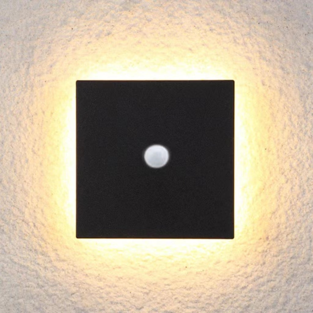 Utomhusvägglampa LED i aluminium | rund eller fyrkantig | vit eller svart | IP65 med rörelsesensor