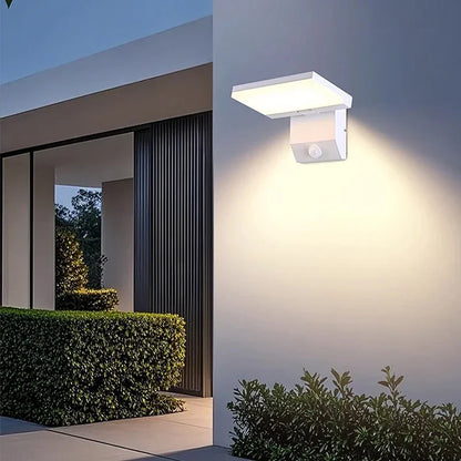 LED-Außenwandleuchte 18 W, klappbar | Einstellbarer Bewegungssensor optional | Wasserdicht IP65 | Schwarz & Weiß