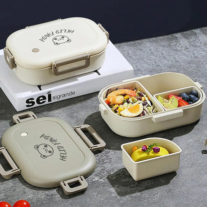 Matlåda 800 ml med 3 Fack | Läckagesäker Bento Lunchlåda | Mikrovågssäker | Med Sidolås