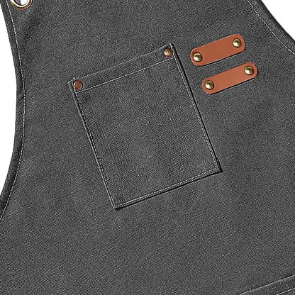 Köksförkläde i Canvas Unisex | Slitstarkt Kockförkläde med Fickor | Justerbar Passform