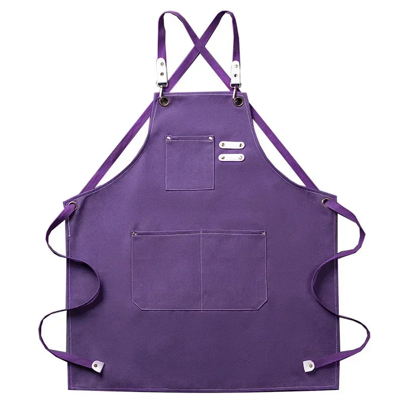 Köksförkläde i Canvas Unisex | Slitstarkt Kockförkläde med Fickor | Justerbar Passform