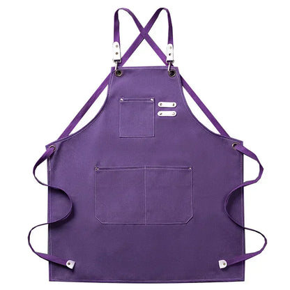 Köksförkläde i Canvas Unisex | Slitstarkt Kockförkläde med Fickor | Justerbar Passform