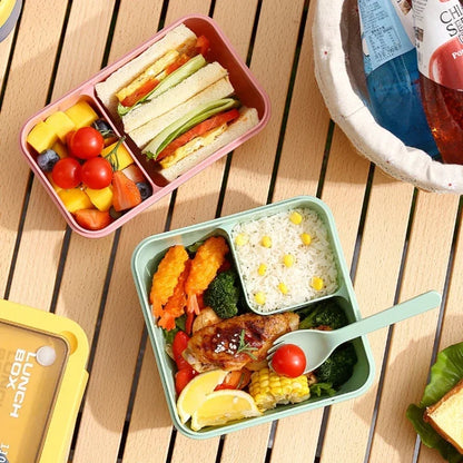 Matlåda Bento med Bestick | Läckagesäker Portabel Lunchlåda | Mikrovågs- & Diskmaskinssäker